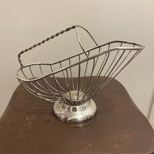 Vintage MCM Italy Silverplate Wine Bottle Caddy Holder Basket